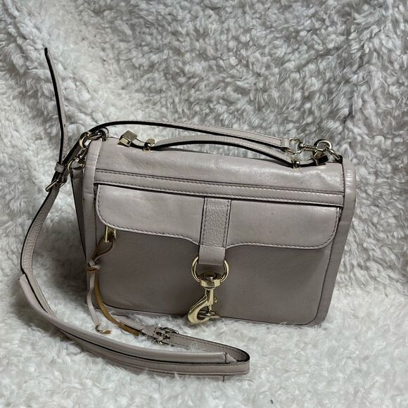 Rebecca Minkoff Handbags - REBECCA MINKOFF Bowery Top Handle Leather gray small Crossbody Bag
